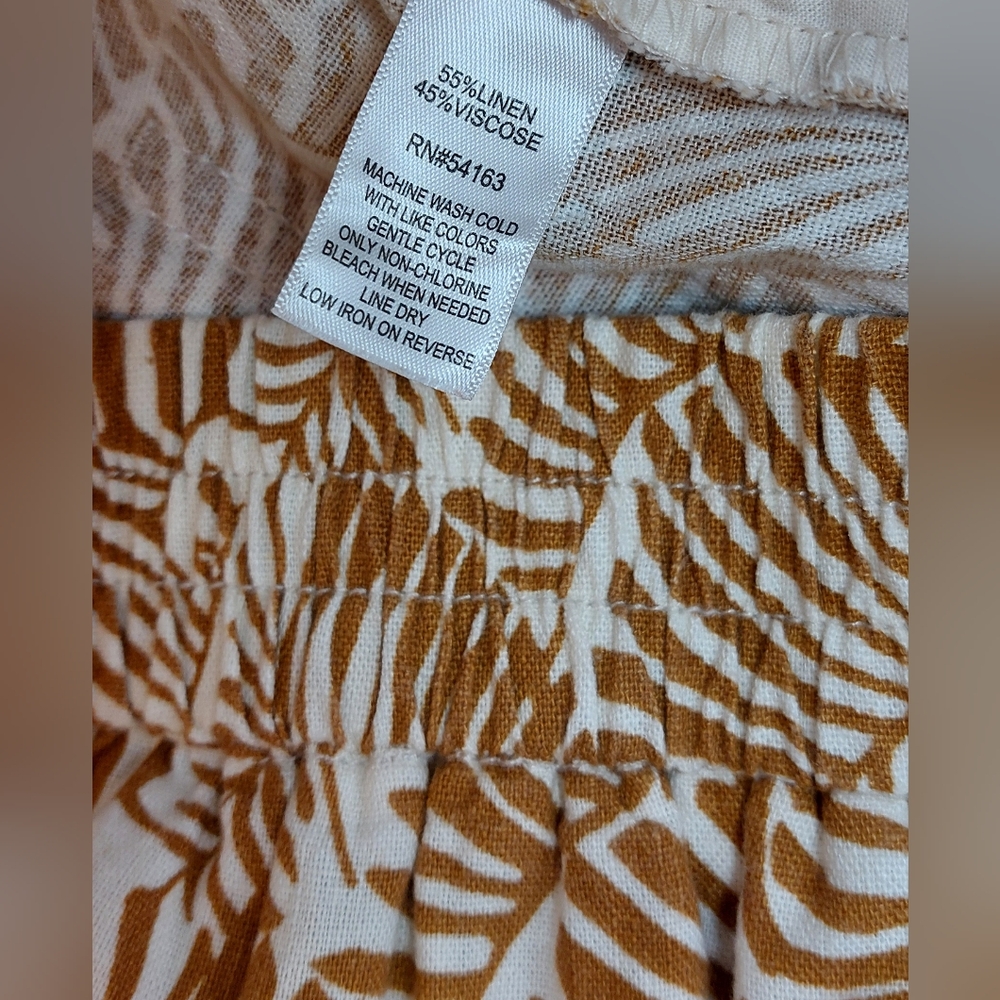 Marc New York Wide Leg Linen Leaf Print Pants Size Medium Button Front Palazzo - Picture 7 of 12